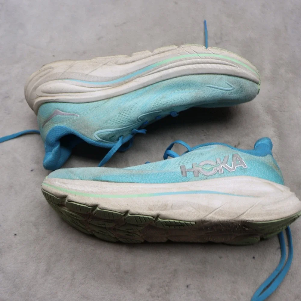 Hoka Women 9D Running Shoes Blue Clifton 8 Wide Mesh Lightweight Chunky‎ READ
